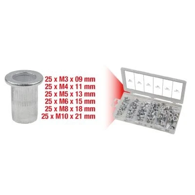 Bild av KS Tools 970.0620 Sortiment gängnitar, aluminium, M3 x 9 mm M10 21 mm, 150 delars