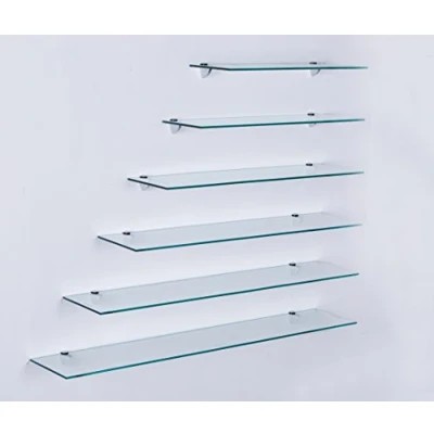 Bild av Euro Tische Glas vägghylla i klarglas glashylla med 6 mm ESG säkerhetsglas perfekt som badrumshylla/glashylla för badrum olika storlekar (80 cm)