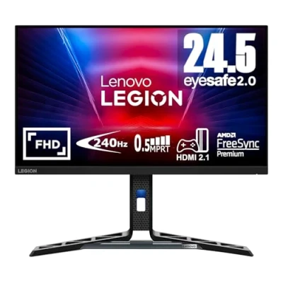 Bild av Lenovo Legion R25f 30 24,5 tum fullHD spelskärm med EyeSafe (VA, 240 Hz, 0,5 ms, HDMI+DP, FreeSync Premium, Högtalare) Lutning/Pivot/Sväng Svart
