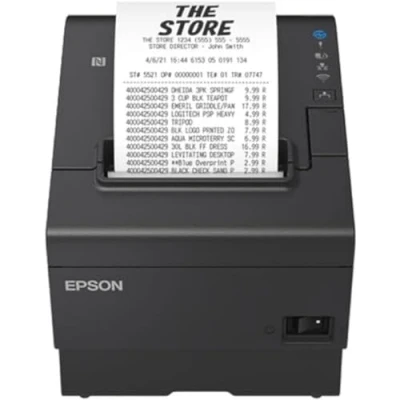 Bild av Epson TM T88VII (132) Kvittoskrivare termisk linje Rulle (7,95 cm) 180 x dpi upp till 500 mm/sek USB 2.0, 2.0 värd, LAN, PoweredUSB kniv svart