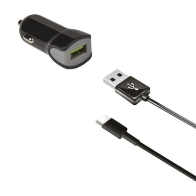 Bild av Celly Car Charger CCUSBTYPEC Chargeur voiture de téléphone mobile 12 24VV avec fiche USB (type C), tuyau noir