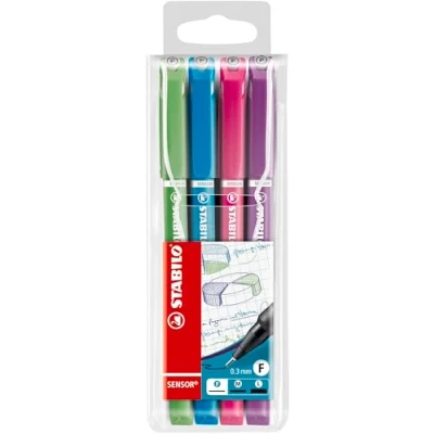 Bild av Fineliner STABILO SENSOR F Förpackning med 4 Blandade färger