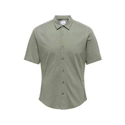 Bild av ONSROBIN Button Under SS Stretch Shirt, Castor Gray, XL