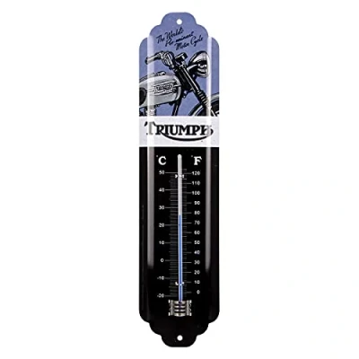 Bild av Nostalgic Art Analog termometer i retrostil, Triumph Motorcycle Presentidé för mc tillbehörsälskare, av metall, Deko vintagedesign, 6,5 x 28 cm