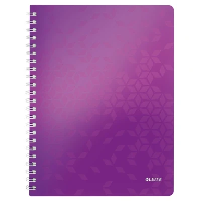 Bild av Leitz WOW Anteckningsblock med mjuk pärm, A4, 80 ark, linjerad, spiralbundet, vitt papper, g/m2, lila, 46370062