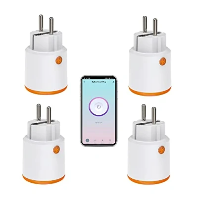 Bild av Smart Power Plugs: Zigbee Plug med mät och timerfunktion, Tuya App Control, notification push, Hub krävs, 16 A uttag, kompatibelt Alexa, Google Home, 4 stycken