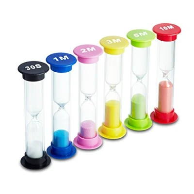 Bild av Comsmart sandtimer 6 färger timglas sandglas klocka timer 30 sek/1 min/2 minuter/3 mins/5 mins/10 minuter (paket med 6)