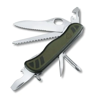 Bild av Victorinox fickkniv schweizisk armékniv 08 (10 funktioner, enhandslåsblad, träsåg) grön/svart