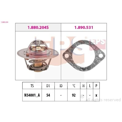 Bild av EPS 1.880.204 Thermostat d&#039;eau 92 54 Made in Italy OE Equivalent avec joint d&#039;étanchéite FORD: KA 3 portes, FIESTA 4,