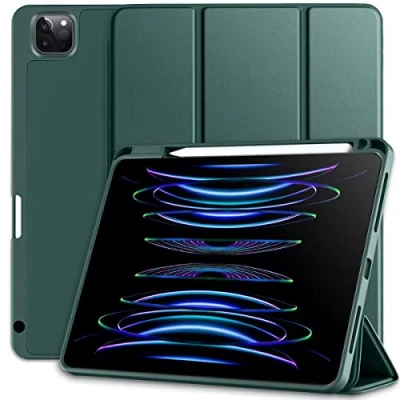 Bild av Vobafe Magnetiskt skal kompatibelt med iPad Pro 11 2022/2021/2020/2018, trefaldigt fodral pennhållare, stöd för 2nd Gen Pencil, Automatisk väckarklocka/standby, tallgrön