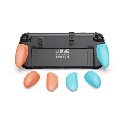 Bild av Savage Raven by Skull &amp; Co. NeoGrip for Nintendo Switch 2: An Ergonomic Grip Hard Shell Handheld Case with Replaceable Grips [to fit All Hands Sizes] [No Carrying Case] Neon Blue(L)+Neon Red(R)
