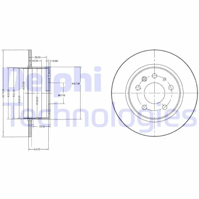 Bild av DELPHI BG2240 Disque de frein 279 10 5 plein huilé non traité sans roulement roue, bague ABS MERCEDES BENZ: Classe S Berline, SL Cabriolet
