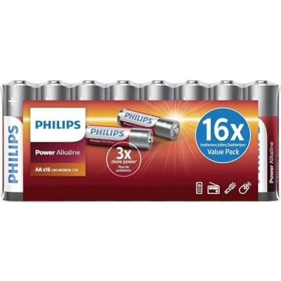 Bild av PHILIPS Värdepaket AA batterier 16 stycken Alkaliska LR6 Hållbarhet upp till 10 år