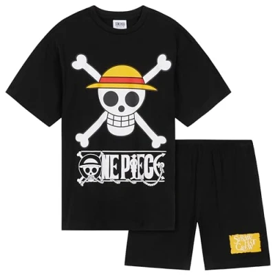 Bild av One Piece Baby Kort Pyjamas, Bekväm Pyjamas Bomull Pojke Anime Present, Svart, 11 12 anni
