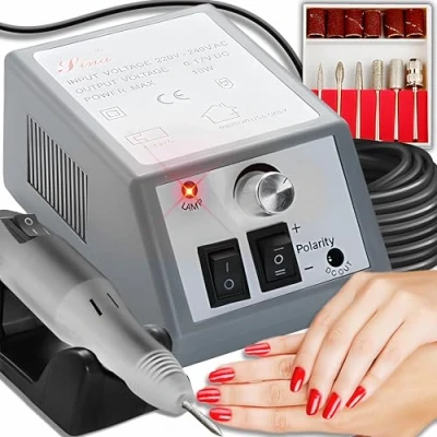 Bild av Retoo 4 W professionellt elektriskt nagelfräs set med justerbar hastighet upp till 20 000 varv/min, nagelfil för manikyr, pedikyr, gelnaglar, akrylnaglar, gel, kallusborttagning, svart