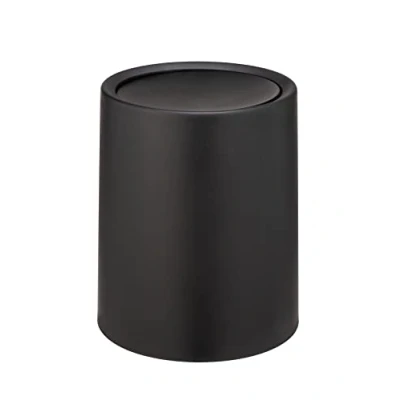 Bild av WENKO Atri svänglockshink, 6 liter kosmetikhink med lock av högkvalitativ plast innerhink, fodral för överhällning gör soppåsen osynliga (B/D x H): Ø 21 25,5 cm, svart