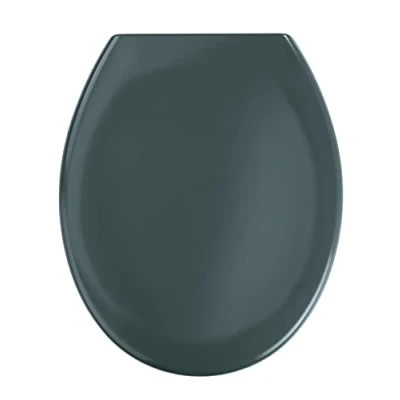 Bild av WENKO toalettsits Ottana mörkgrå, hygienisk med automatisk sänkning, WC lock fast klämfäste, tillverkad av antibakteriell duroplast