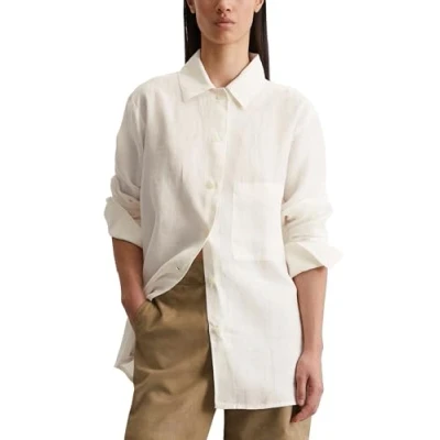 Bild av Marc O&#039;Polo Blouse LONG Shape Collar Sleeve Buttoned Slits AT SIDE Solid Skjorta, Storlek: 34, Off white
