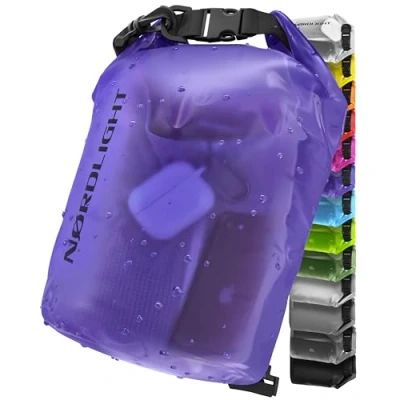 Bild av Nordlight Dry Bag och Vattentät väska (5L, Lila) packväska med rullstängning axelrem Simning, strand, kanotpaddling, stå upp paddling, dykning