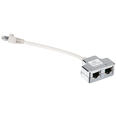 Bild av Digitus DN 93904 CAT 5e patchkabeladapter, 2x 5e, PC skärmad, RJ45 hona till 1x hane, grå/silver