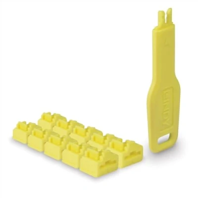 Bild av Lindy 47900, Portblockerare + nyckel, RJ 45, Gul, Akrylnitrilbutadienstyren (ABS), 10 styck, Polypåse