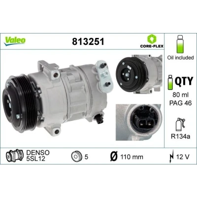 Bild av VALEO 813251 compresseur De Climatisation 5SL12 12 PAG 46 R 134a avec huile OPEL: Corsa D 3/5 portes, Meriva A, E portes