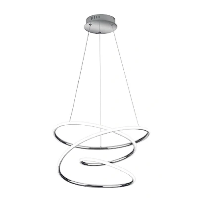 Bild av Reality, pendel, Bologna inkl. 1 x LED, SMD, 36,0 watt, 4 000K, 5 100 Lm. Plast, vit, kropp: Metall, krom Ø:50,0 cm, H: 150,0 cm justerbar med strömbrytare, IP20, 000K