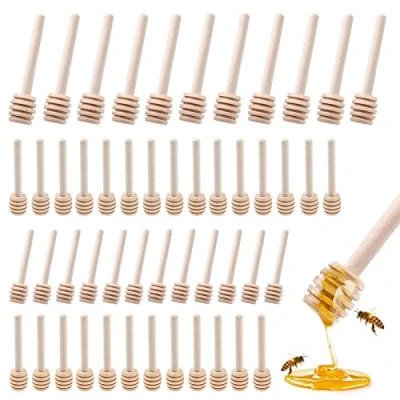 Bild av YHSKJCD Set med 50 honungsskedar, mini trä honungsskedar för kök och matsal, 8 cm, honungssked honungssmält, bröllopsfest