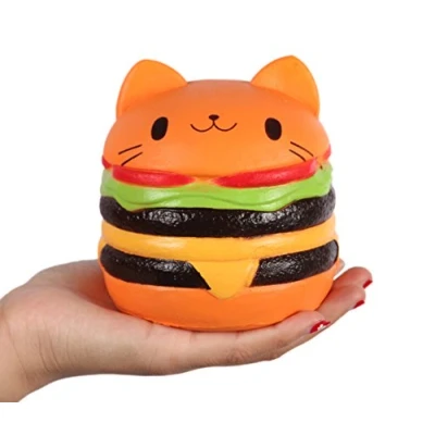 Bild av Anboor Squishies Hamburger Cat Jumbo Slow Rising Kawaii Bread Toy Prime f?r samling G?va, f?rg slumpm?ssig