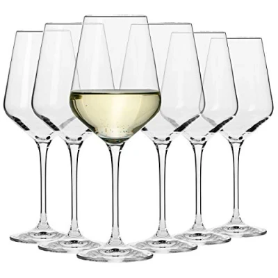 Bild av KROSNO Stora Vita Vinglas Set med 6 390 ML Avant Garde samlingen Kristallglas Perfekt för hem, restauranger och fester Diskmaskin säker