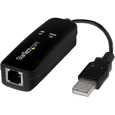 Bild av StarTech.com USB 2.0 faxmodem 56K extern hårdvara uppringning V.92 modem/dongel/adapter dator/laptop till telefonuttag datamodem nätverksfax/CMR/POS (USB56KEMH2)