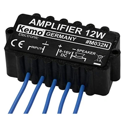 Bild av Kemo M032N robust universalförstärkare 12 W. Fukt och vibrationsbeständig. Elektronisk säkring mot överhettning överbelastning 70 x 36 23 mm