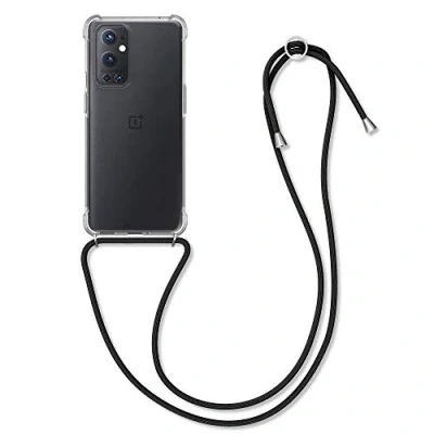 Bild av kwmobile Crossbody fodral kompatibelt med OnePlus 9 Pro klart TPU telefonskydd snodd rem svart/transparent