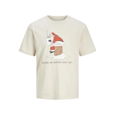 Bild av Jack &amp; Jones XMAS Rundhals Tshirt med print, Storlek: Small, Moonbeam