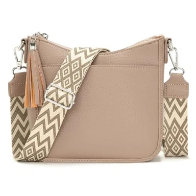 Bild av YISUOHOOM liten axelväska damer handväska crossbody bag mobilväska att hänga flera fack svart, Khaki (medium)