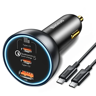 Bild av Baseus 160 W USB C bil laddare 3 portar, QC5.0 PD3.0 PPS tändaradapter, för iPhone 15 14 13 Pro Samsung S24 S23 Ultra iPad MacBook