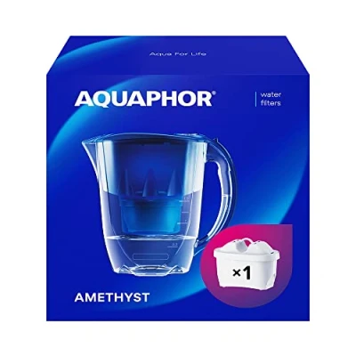 Bild av AQUAPHOR Vattenfilterkanna Amethyst Blå 1 X MAXFOR+ Filter Ingår Kapacitet 2,8 liter Passar i kylskåpsdörren Minskar Kalk Klor &amp; Mikroplaster