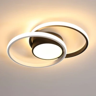 Bild av Comely LED taklampor, taklampa 42W 4725LM, Creative Rond moderna taklampor för vardagsrum kök badrum sovrum korridor, varmt ljus 3000K, diameter 40cm, svart