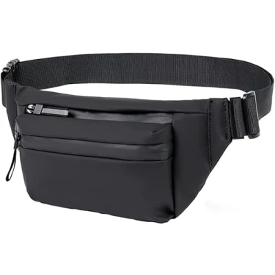Bild av Vattentäta Bumbags för män kvinnor, midjeväska med justerbart reselöparbälte utomhussport, vandring, jogging, cykling, gåvor, fest, Svart, L