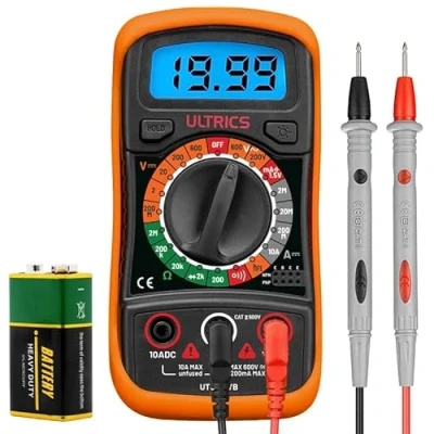 Bild av ULTRICS Digital Multimeter, Voltmeter Amperemeter Ohmmeter Kretskontroll med bakgrundsbelysning LCD testkablar, Bärbar Multitestare Mäter OHM AC DC Spänning Strömmotstånd Kontinuitet Dioder Transistor