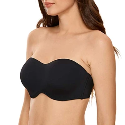 Bild av DELIMIRA Dam Sömlös Bygel Bandeau Minimizer Strapless Bh För Stora Busted Kvinnor Svart 80D