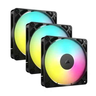 Bild av CORSAIR RS120 ARGB 120 mm PWM Fläktar Daisy Chain Anslutning Lågbrusig Magnetisk Kupollager Trippelförpackning Svart