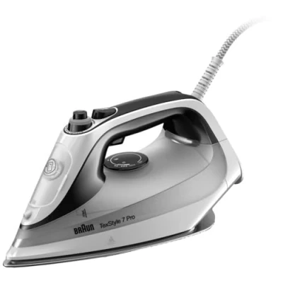 Bild av Braun Household TexStyle 7 Pro Ångstrykjärn SI 7149 WB strykjärn med Freeglide 3D stryksula, vertikal ånga, 2 900 watt, vit svart SI7149WB, Svart/vit