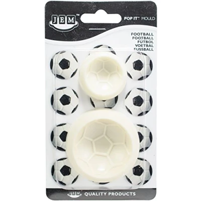 Bild av PME JEM &quot;Pop It&quot; fotbollsformad form för tårtdekoration, stor/liten, set med 2, benvit, 6 x 2 cm