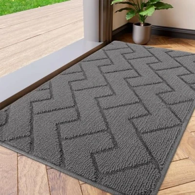 Bild av Biscpro Dörrmattor Innergård 50 x 80 cm, Halkfri Dörrmatta Grå, Smutsavvisande Dörrmatta, Halkfri, Vattentät, Tvättbar utomhus för Ytterdörr, Uteplats, Trädgård