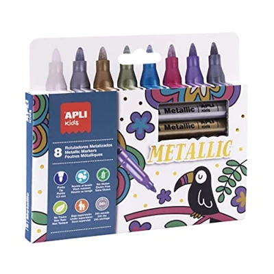 Bild av APLI Kids 18886 4,2 mm spets metallisk markörförpackning blandade färger, 8 u.