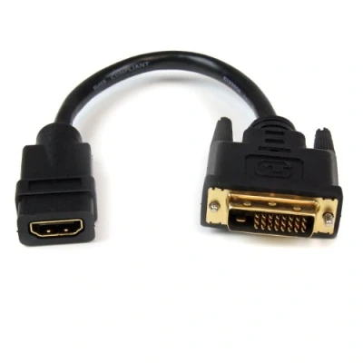 Bild av StarTech.com 8 tum HDMI till DVI D videokabeladapter hona hane dongel adapterkabel (HDDVIFM8IN), svart