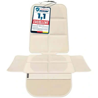Bild av LIONSTRONG® Barnstolsdyna bilsätesskydd, lämplig för Isofix, bilsätesdyna, vattenavvisande polyester, krämvitt tyg, sittskydd bilbarnstol, bilsäteskuddar universellt kompatibelt (creme)