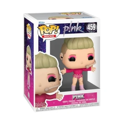 Bild av Funko Pop! Rocks: rosa Trustfall P!nk samlarfigur i vinyl presentidé officiella varor leksaker för barn och vuxna musikfans docka samlare utställning
