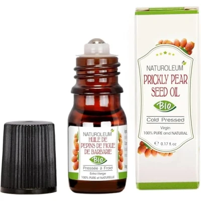Bild av Naturoleum Organic Prickly Pear Seed Oil 5ml Roll on Glasflaska 100% ren, naturlig, kallpressad Ekologisk for Face Anti Aging and Dark Circles Bi